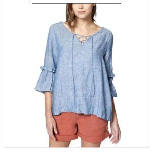 Sanctuary Lila Cotton Ruffled Women's Lace-Up Blouse